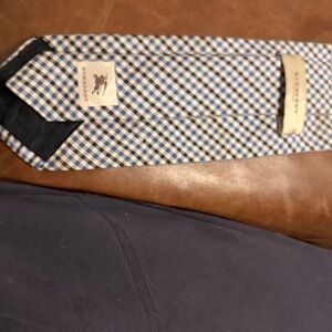 Burberry London Porsum Navy and White Checkered Tie